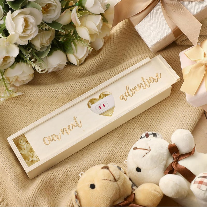 Barydat Pregnancy Test Gifts Box Keepsake Box Pregnancy Announcement for Husband Wooden Baby Reveal Announcements Surprise Ideas Test Holder Baby Souvenir Gifts for Dad Grandma Grandparents(White) - Image 3